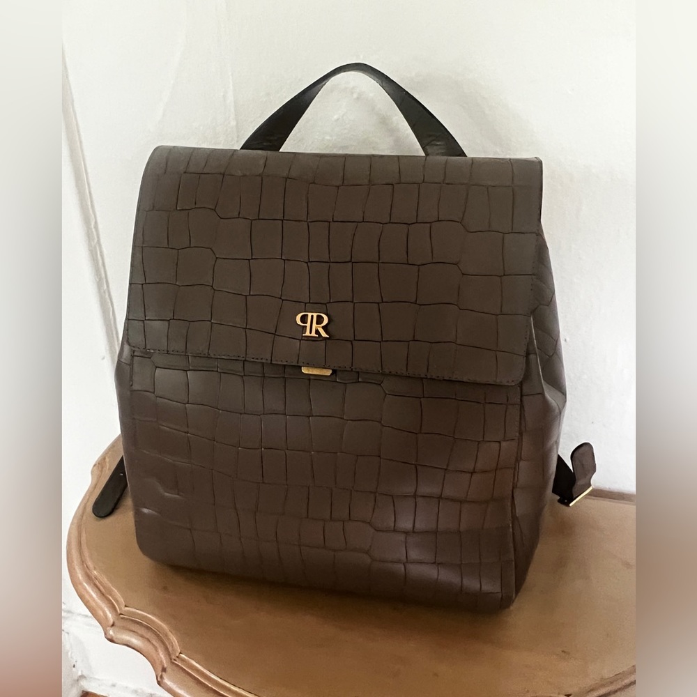 Gray Vegan Leather Backpack